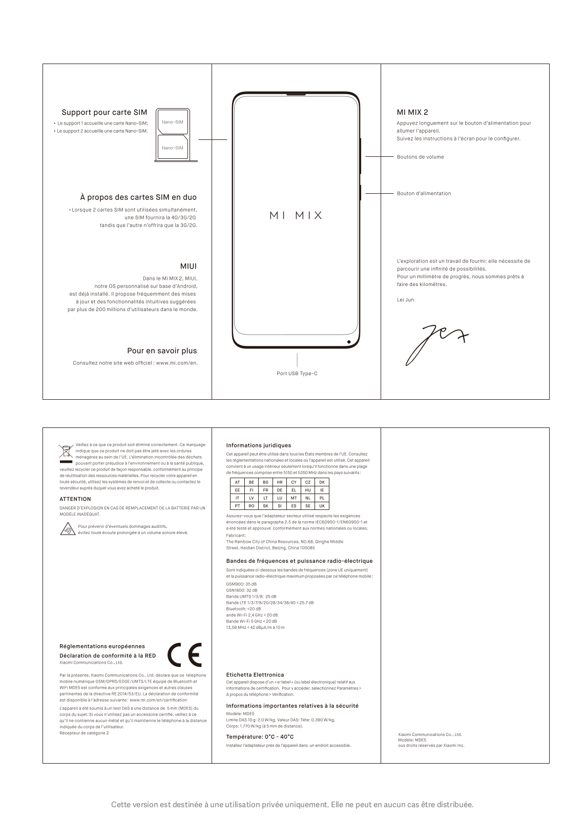 XIAOMI Mi Mix 2 Guide d’utilisation