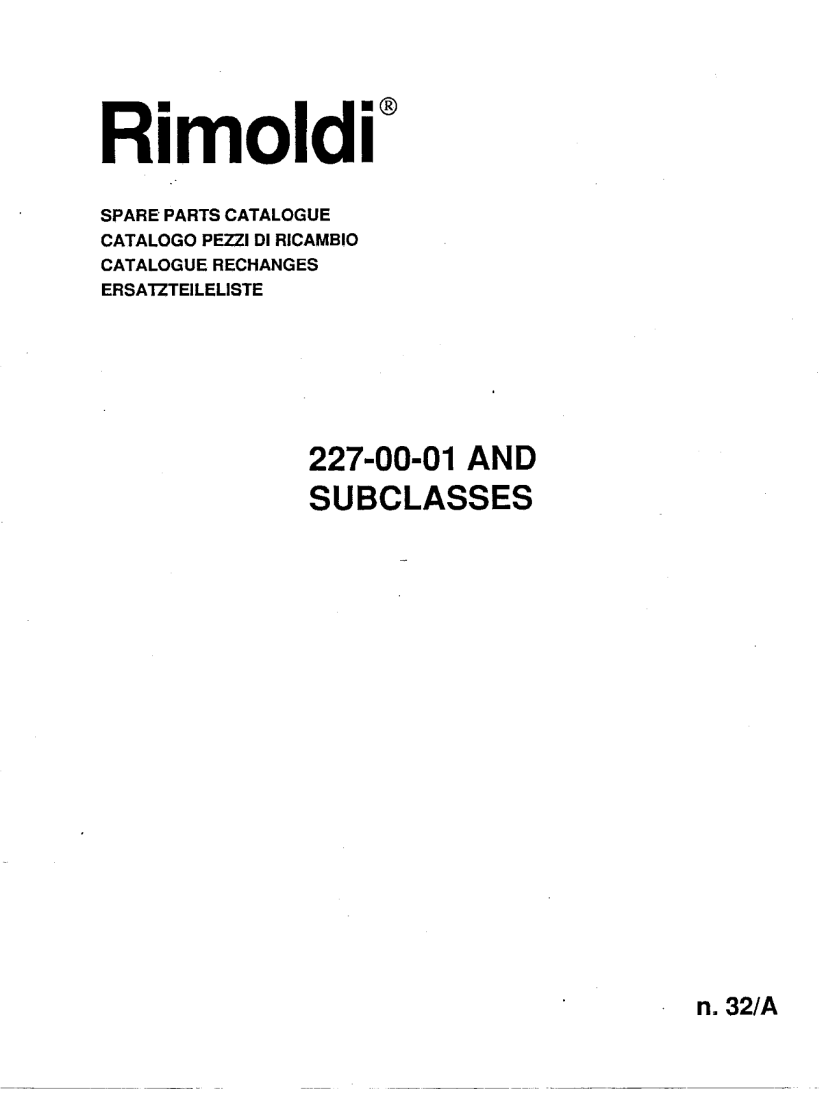 Rimoldi 227-00-01 Parts List