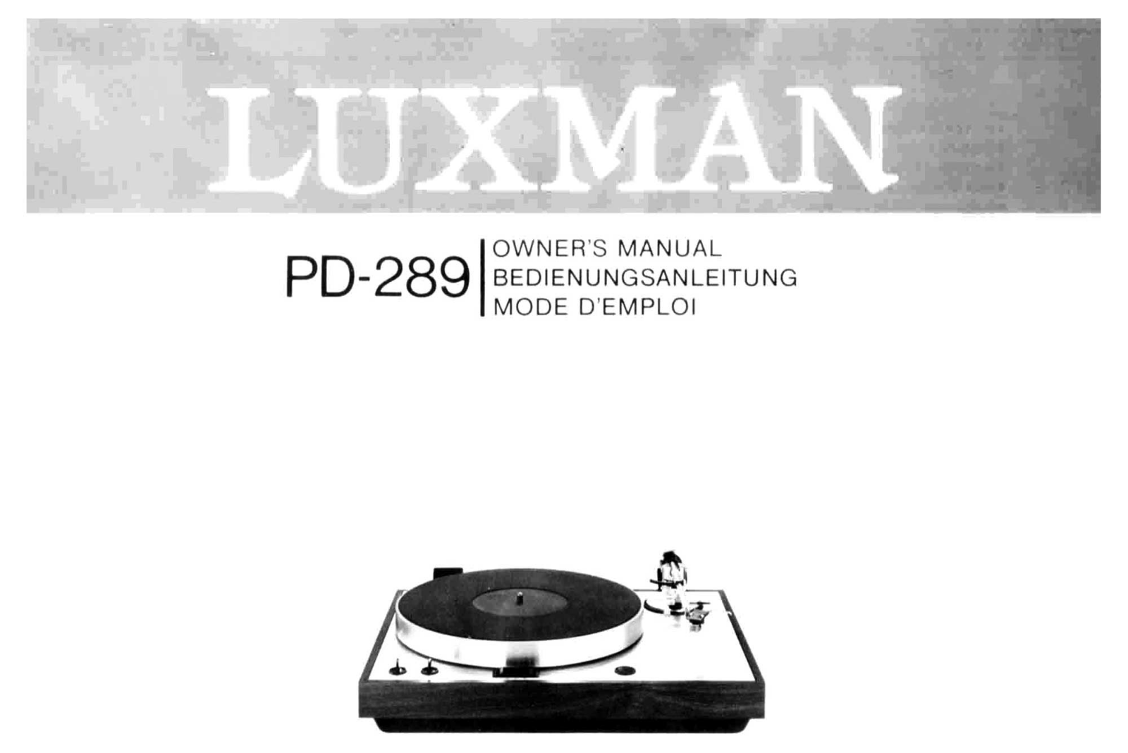 Luxman PD-289 Owners manual