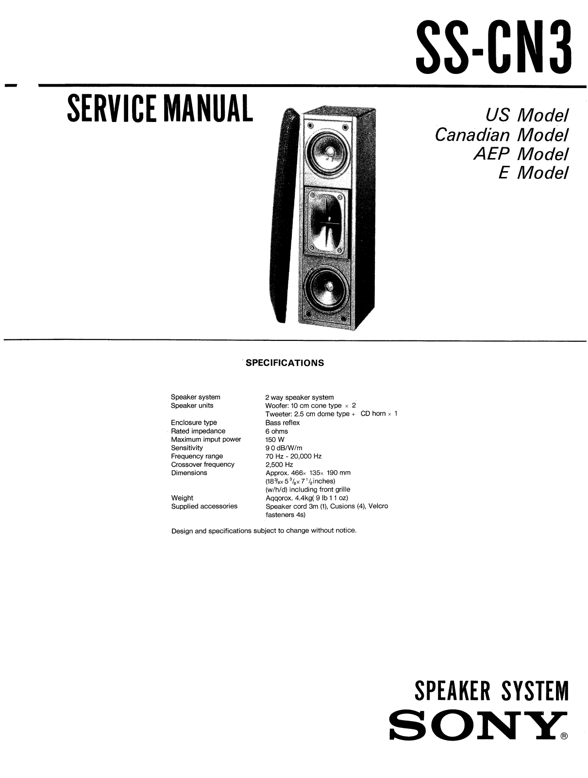 Sony SSCN-3 Service manual