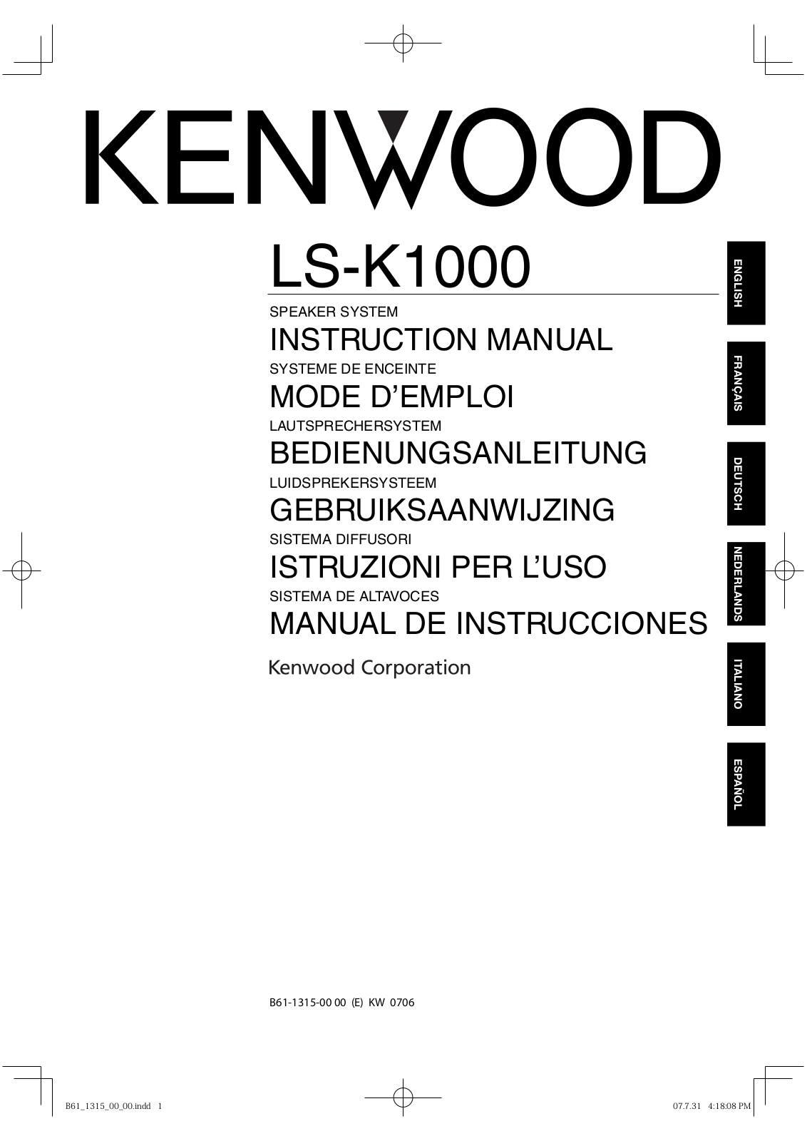 Kenwood K-1000-B User Manual