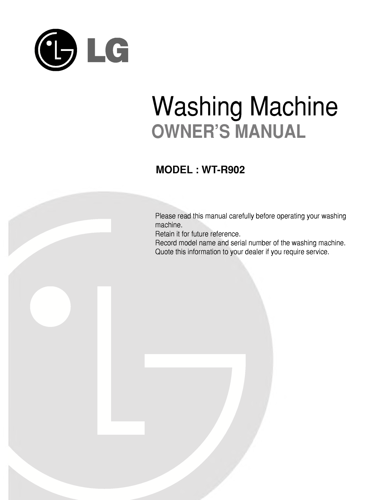 LG WT-R902 User Manual