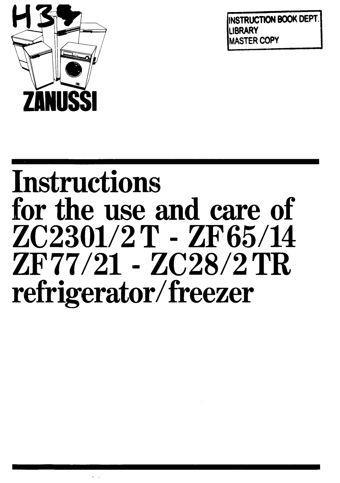 Zanussi ZF65/14, ZC28/2TR, ZC2301/2T User Manual