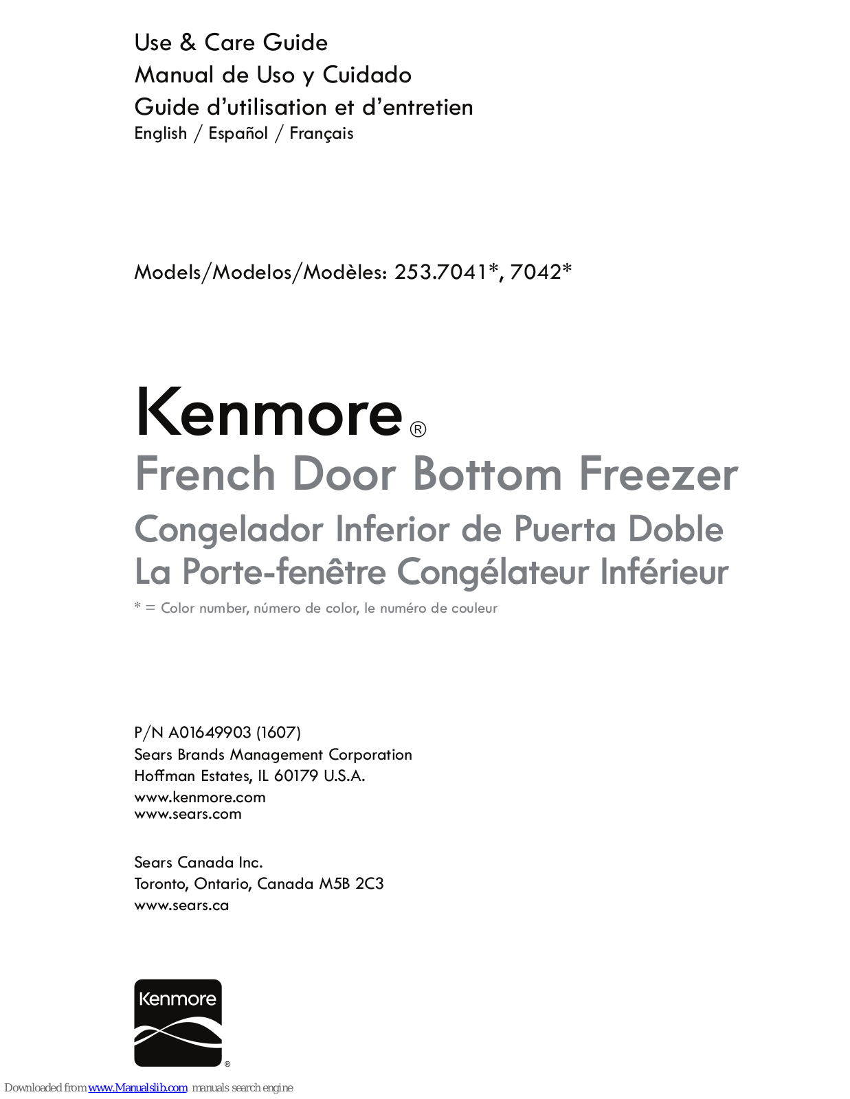 Kenmore 253.7041 series, 253.7042 series Use & Care Manual