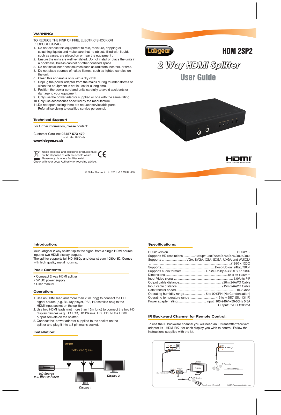 Labgear HDM 2SP2 User Manual
