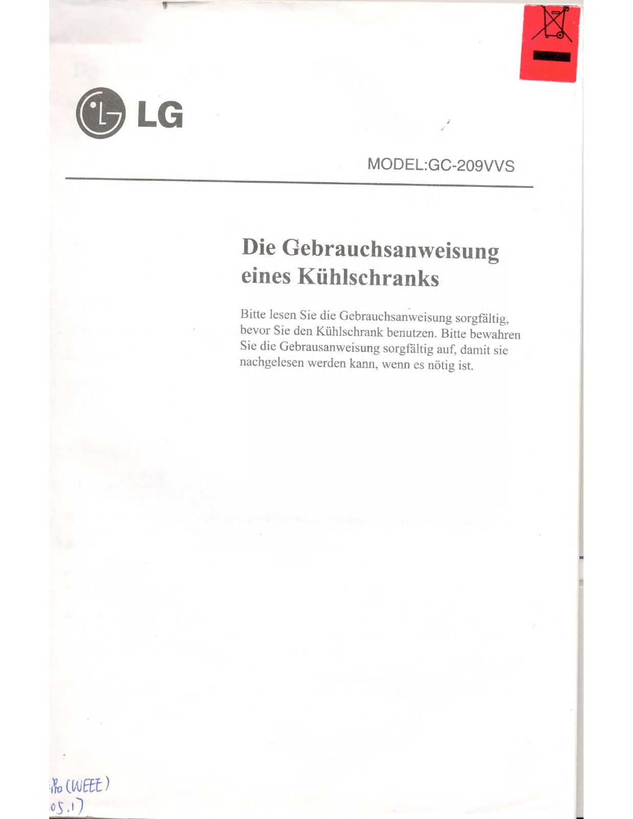 LG GC-209VW User manual