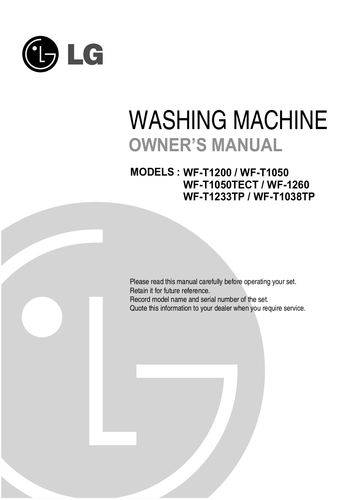 LG WF-1260 User Manual