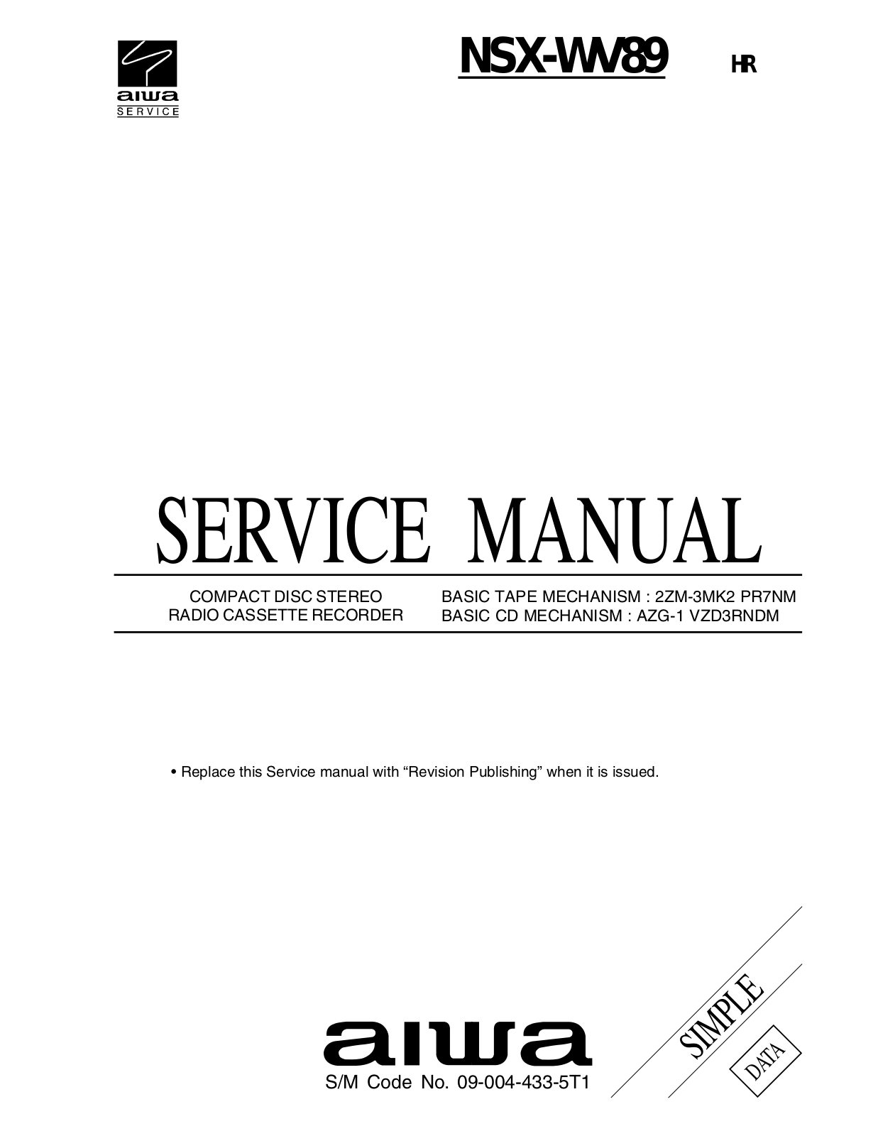 Aiwa NSX-WV89 Service Manual