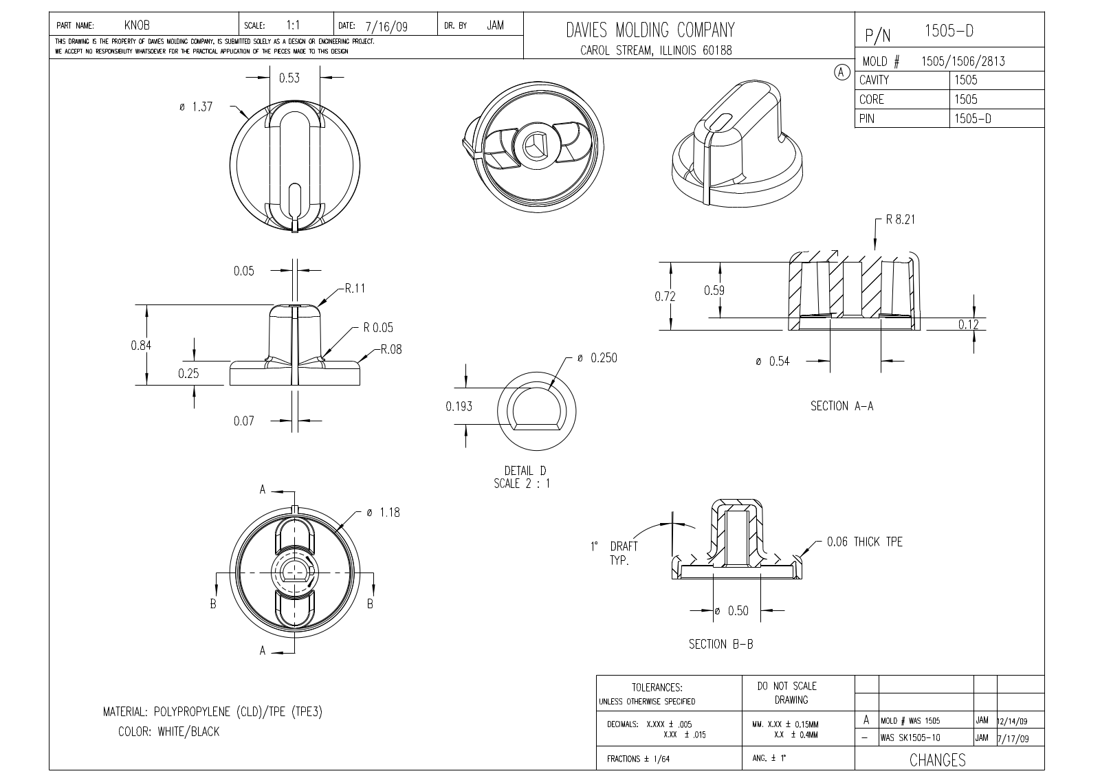 Davies Molding 1505-D Reference Drawing