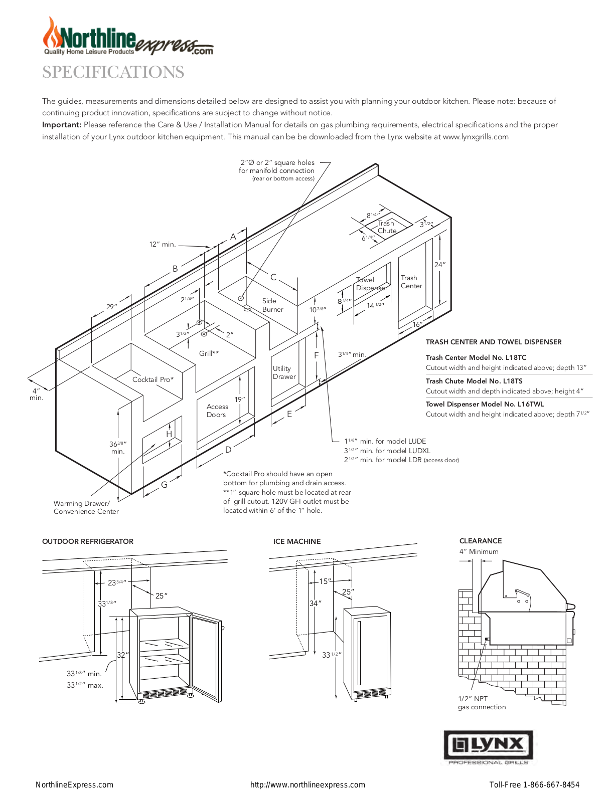 Lynx LOH1848, LOH1236, LOH1836, LOH1248 PRODUCT SPECIFICATIONS