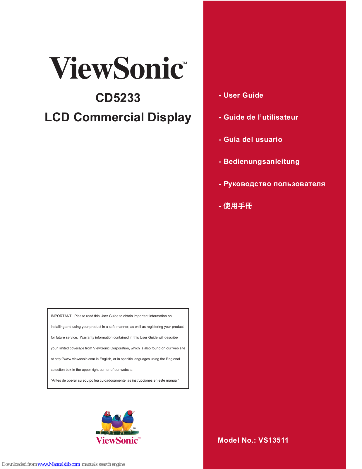 ViewSonic CD5233, VS13511 User Manual