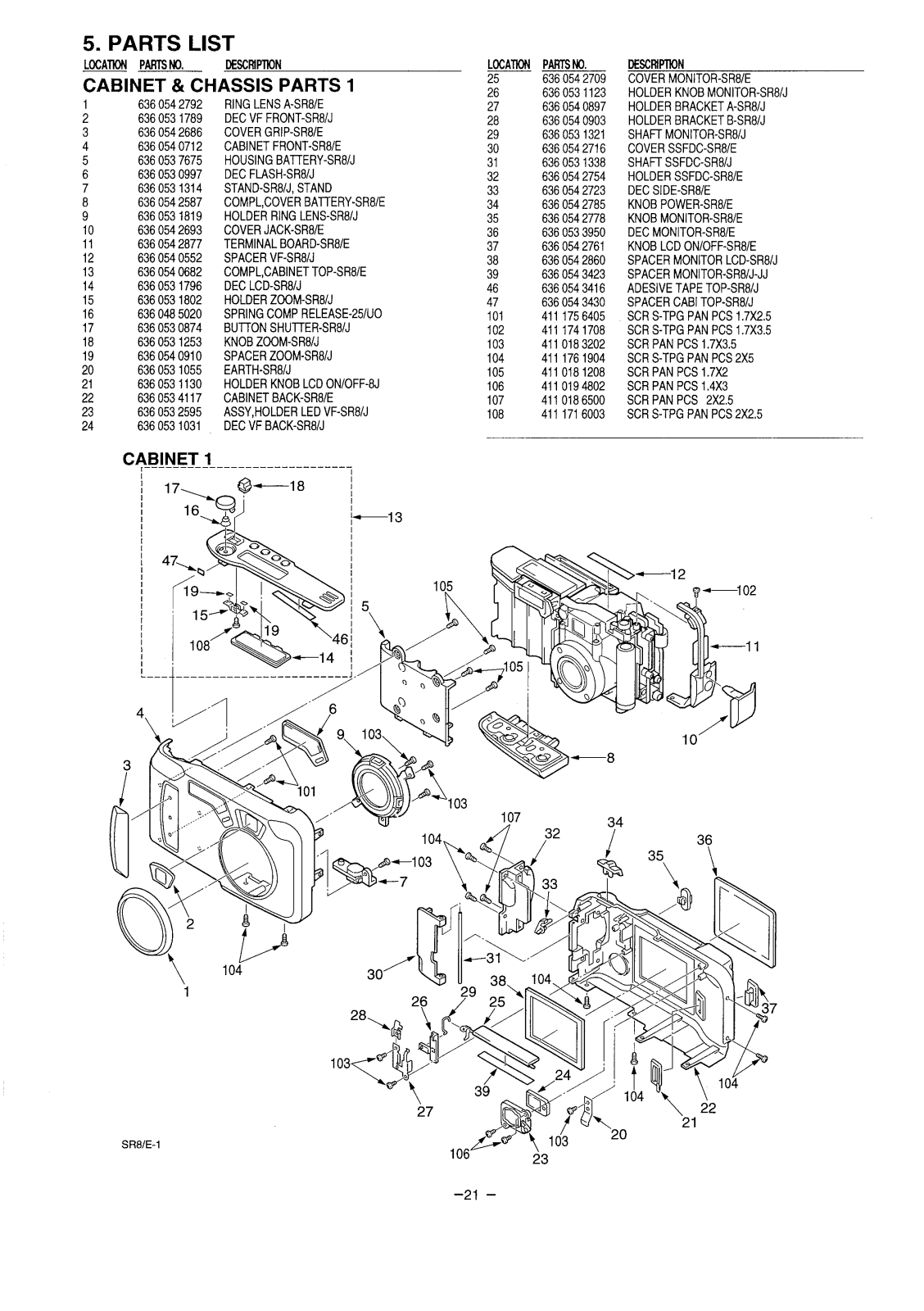 SANYO VPC-Z400EX, VPC-Z400E, VPC-Z400 PARTS LIST