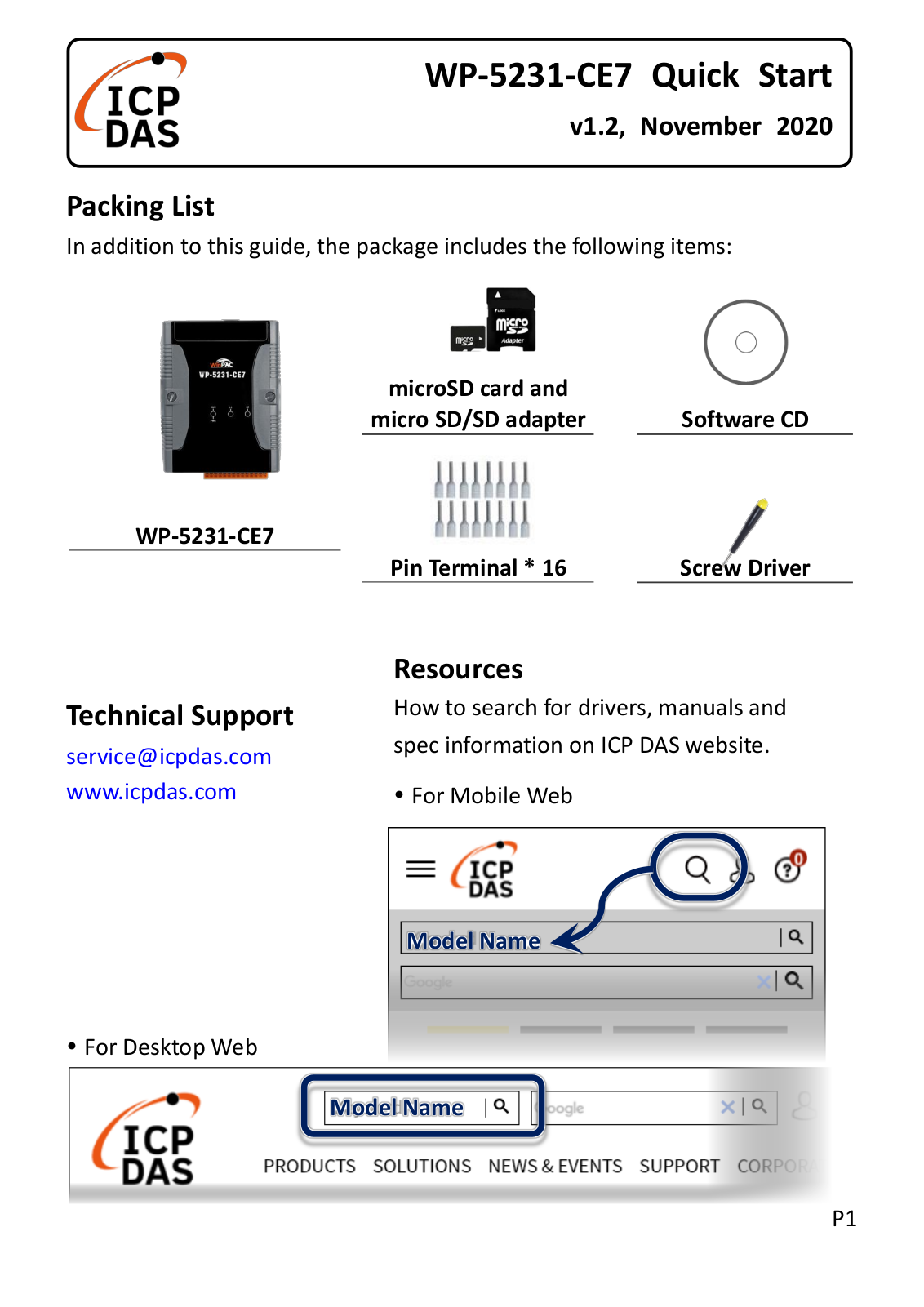 ICP DAS WP-5231-CE7 Quick Start Guide