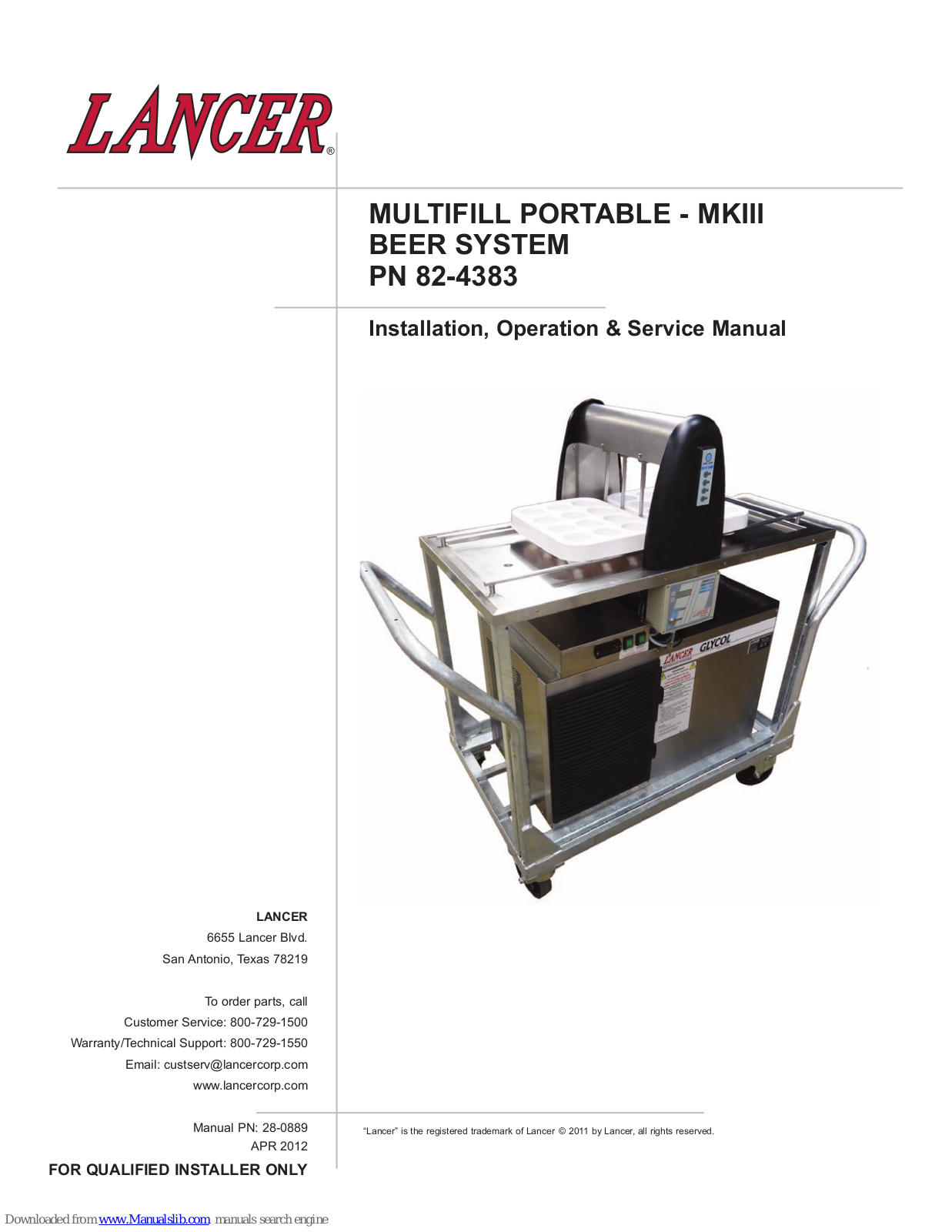 lancer Multifill MkIII Service Manual