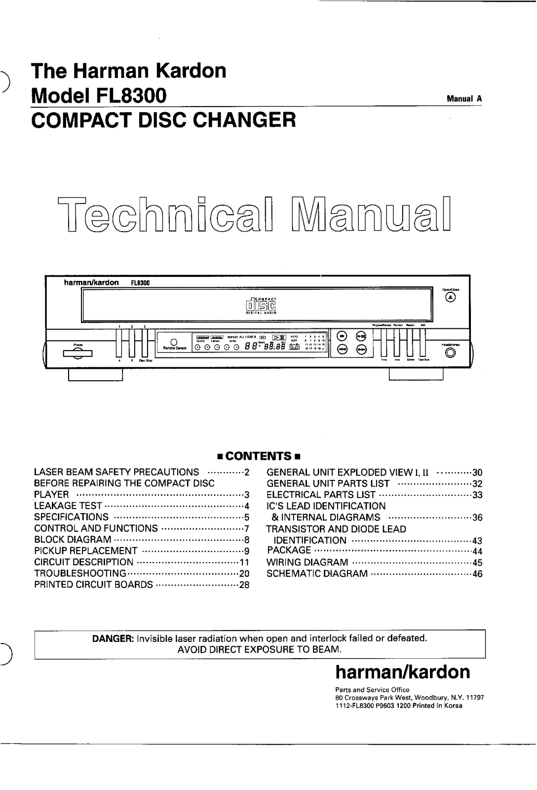 Harman Kardon FL8300 Technical Manual