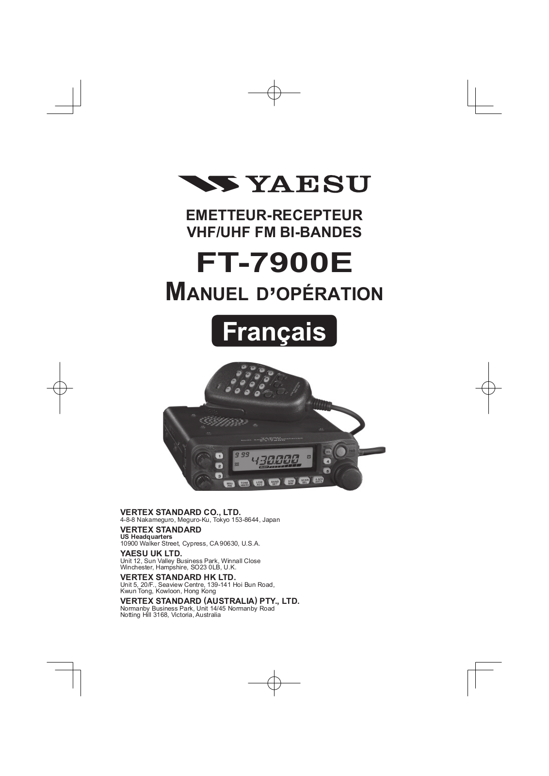 YAESU FT-7900E User Manual