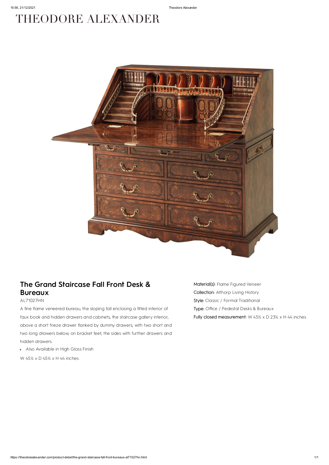 Theodore Alexander FPLJ1246 Specifications - ManualMachine.com