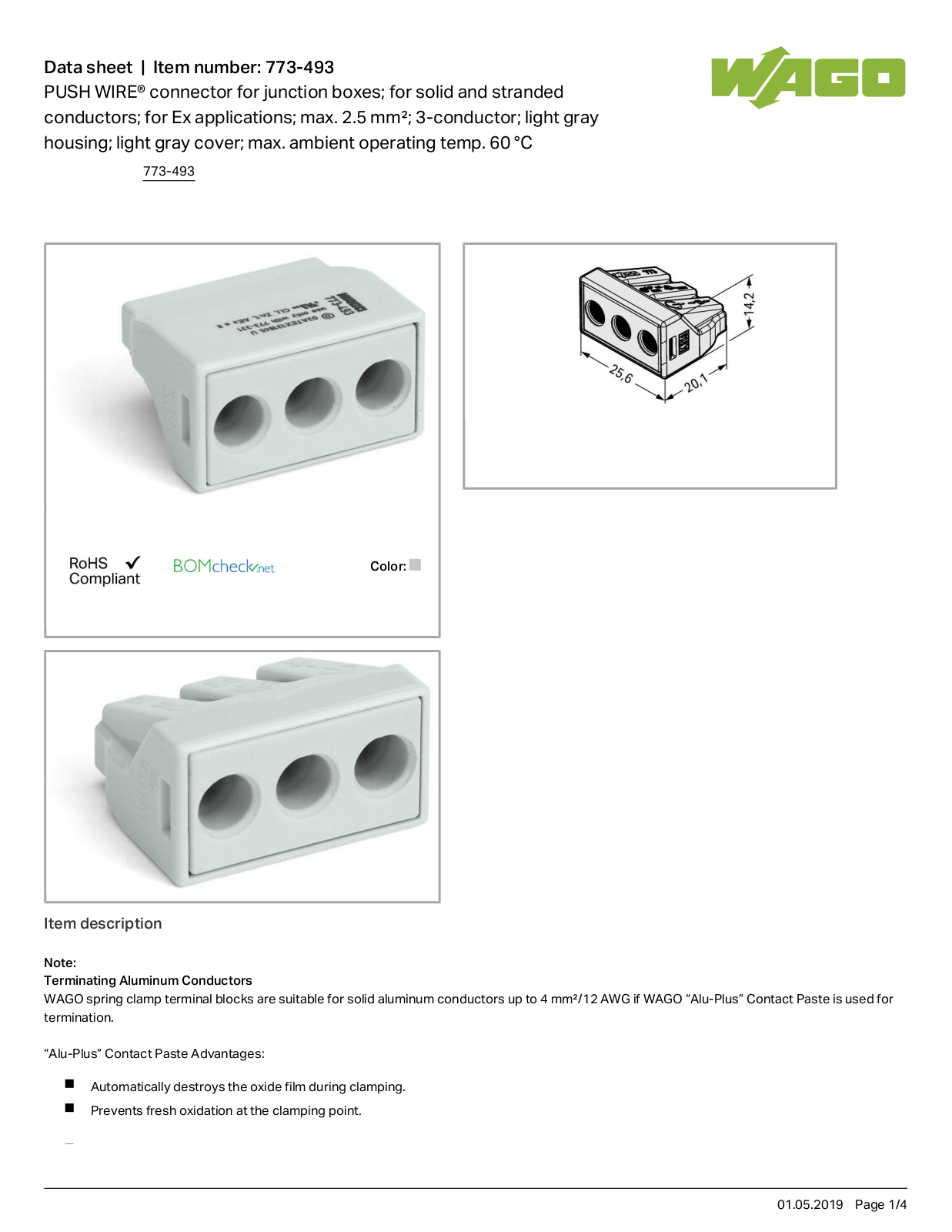 Wago 773-493 Data Sheet