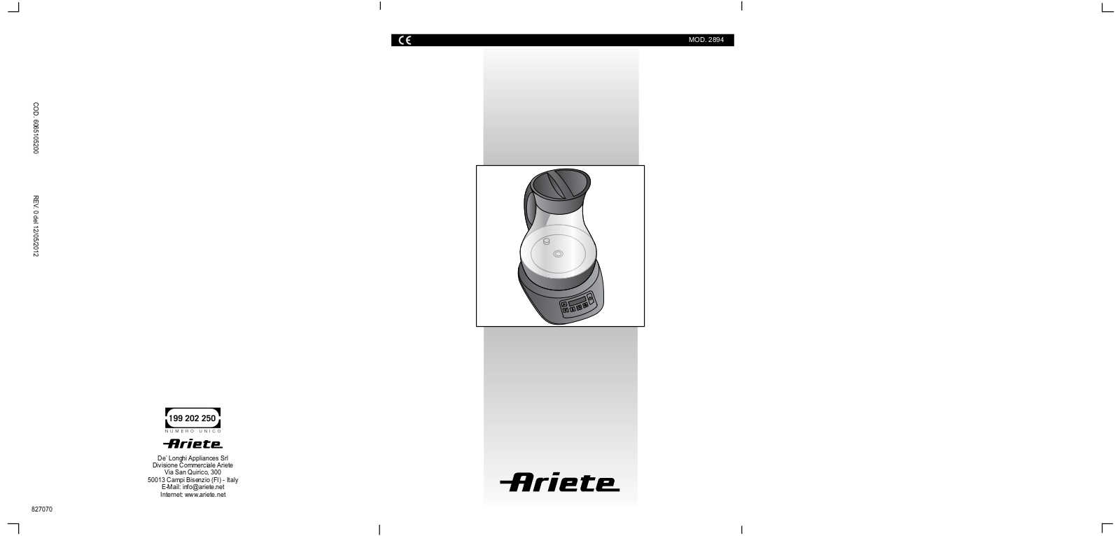 Ariete 2894 User Manual