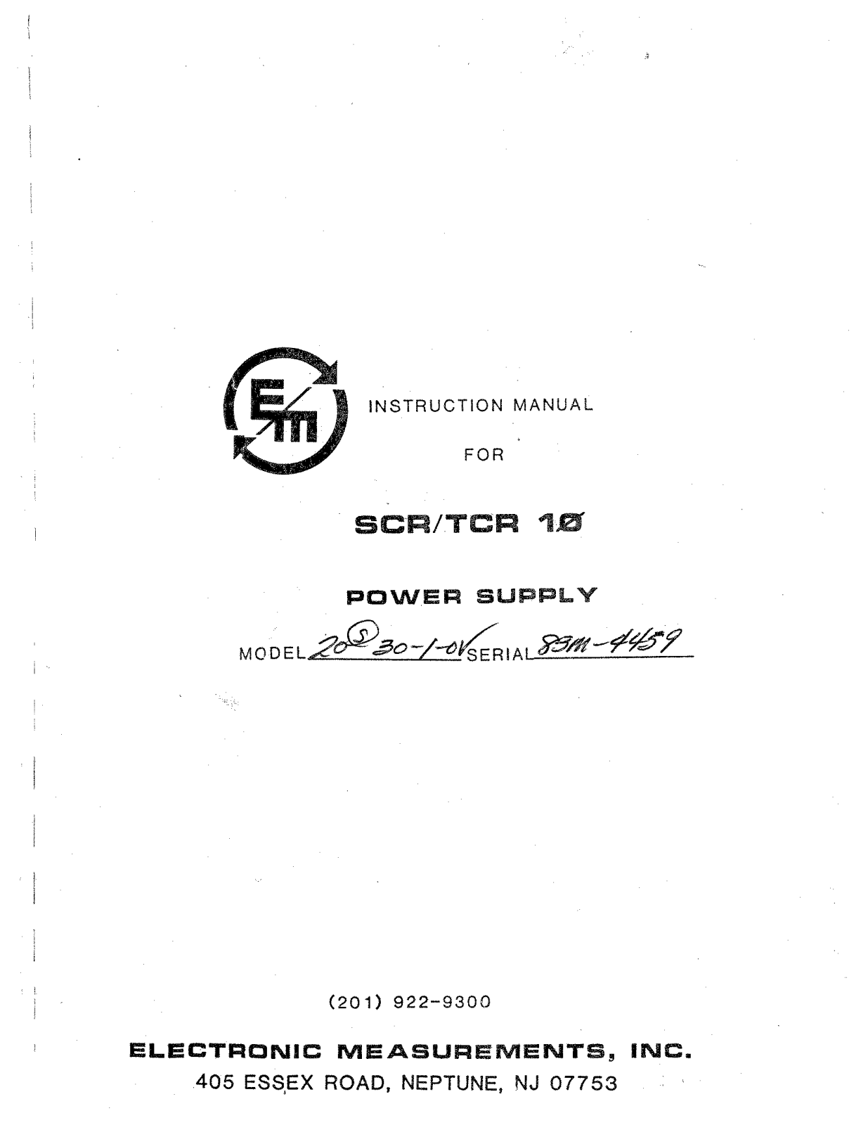 Electronic Measurements TCR 1, SCR 1 Service manual