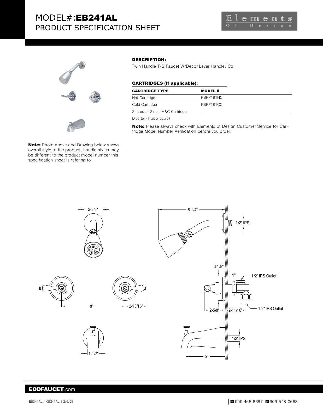 Elements of Design EDE2236 Specification Sheet - ManualMachine.com