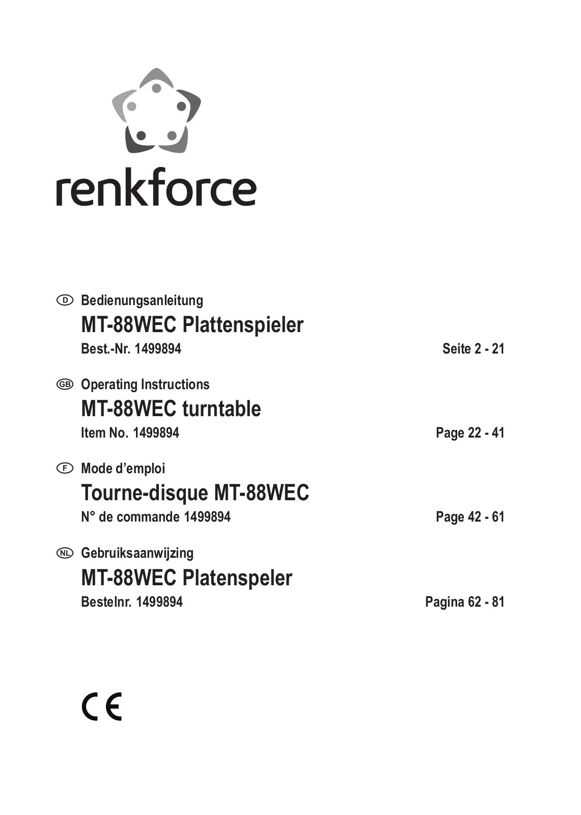 Renkforce 149 98 94 Operating Instructions