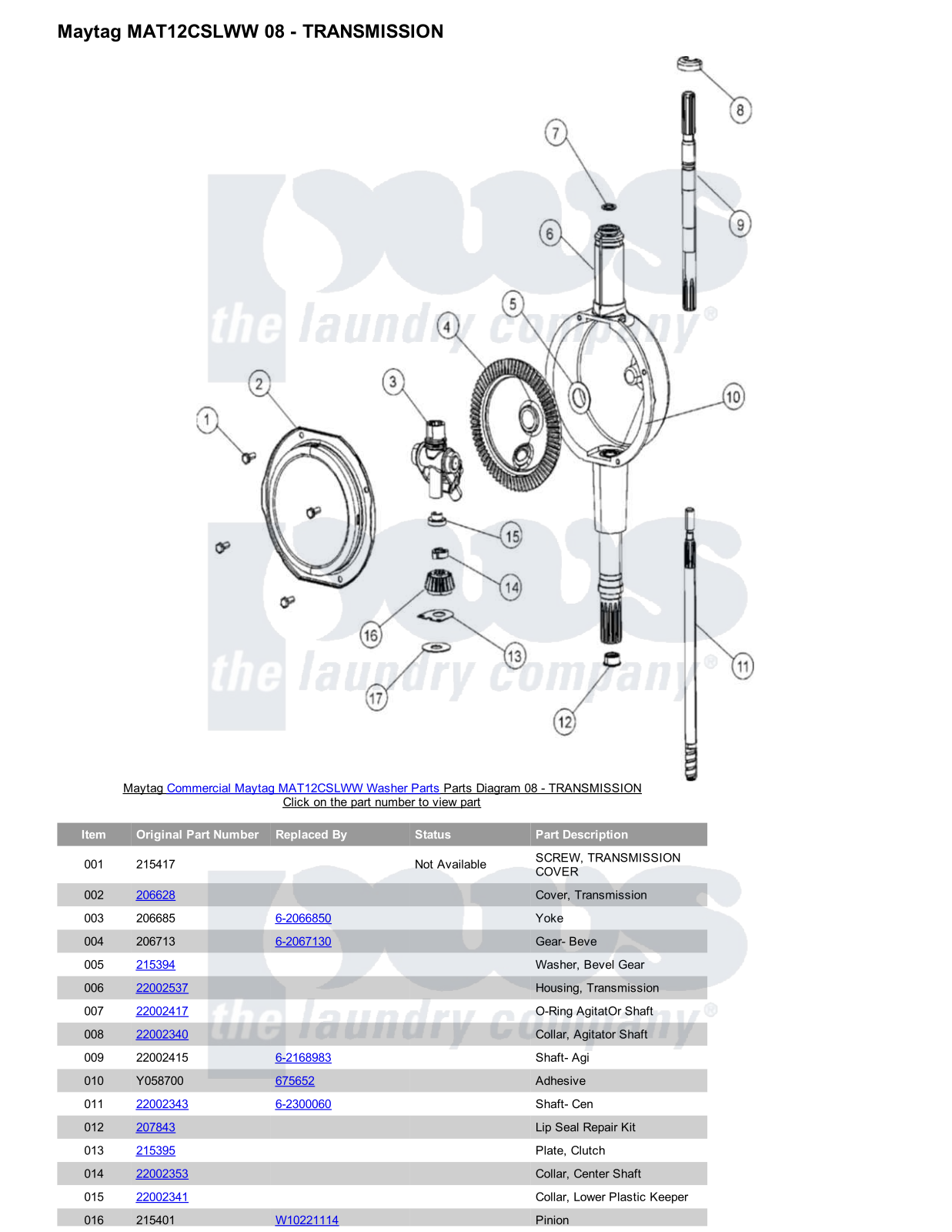 Maytag MAT12CSLWW Parts Diagram