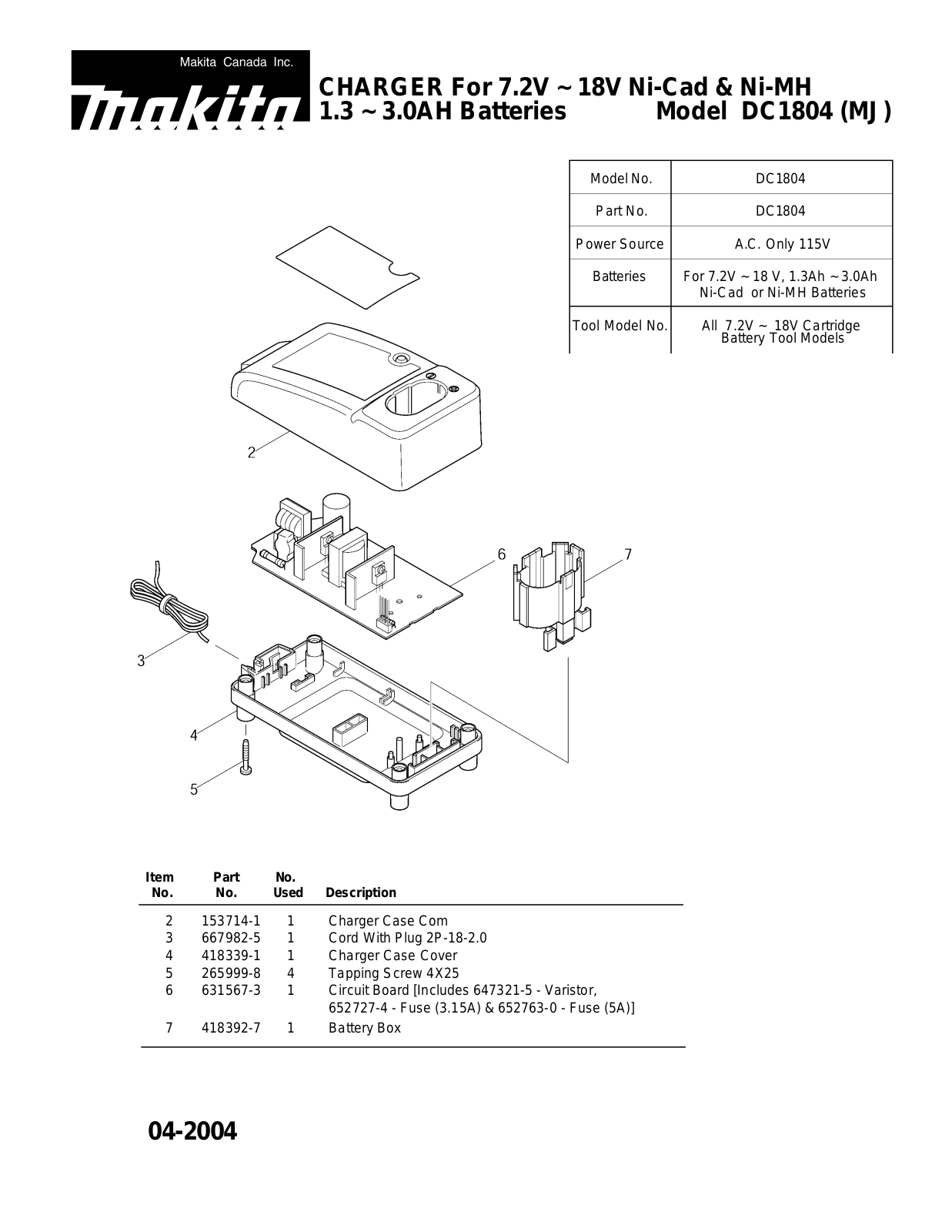 Makita DC1804-MJ User Manual