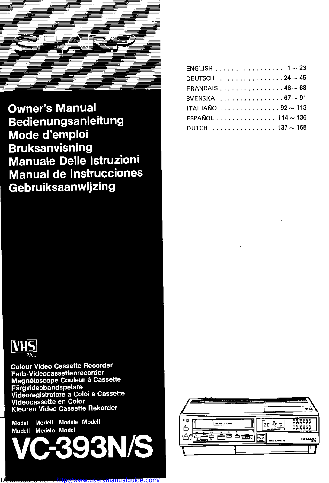 SHARP VC-393N/S User Manual