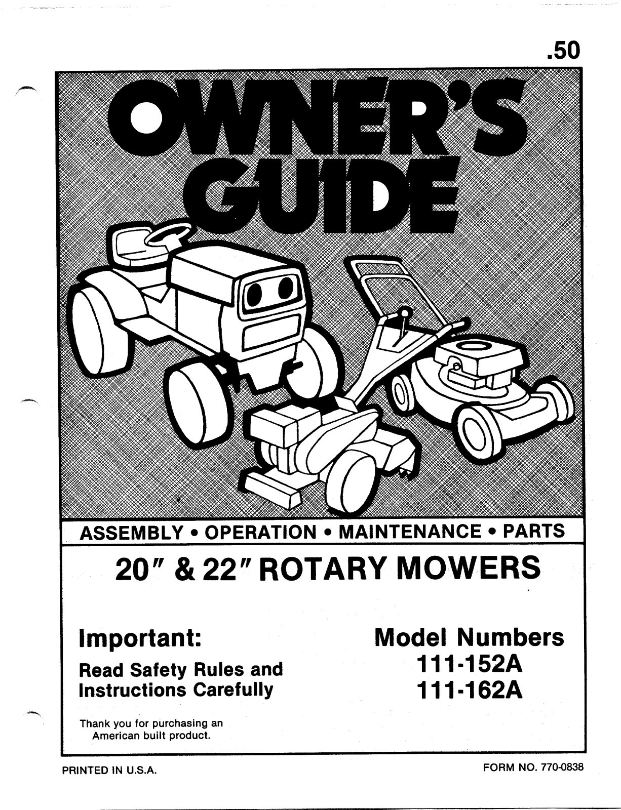 Bolens 111-162A, 111-152A User Manual