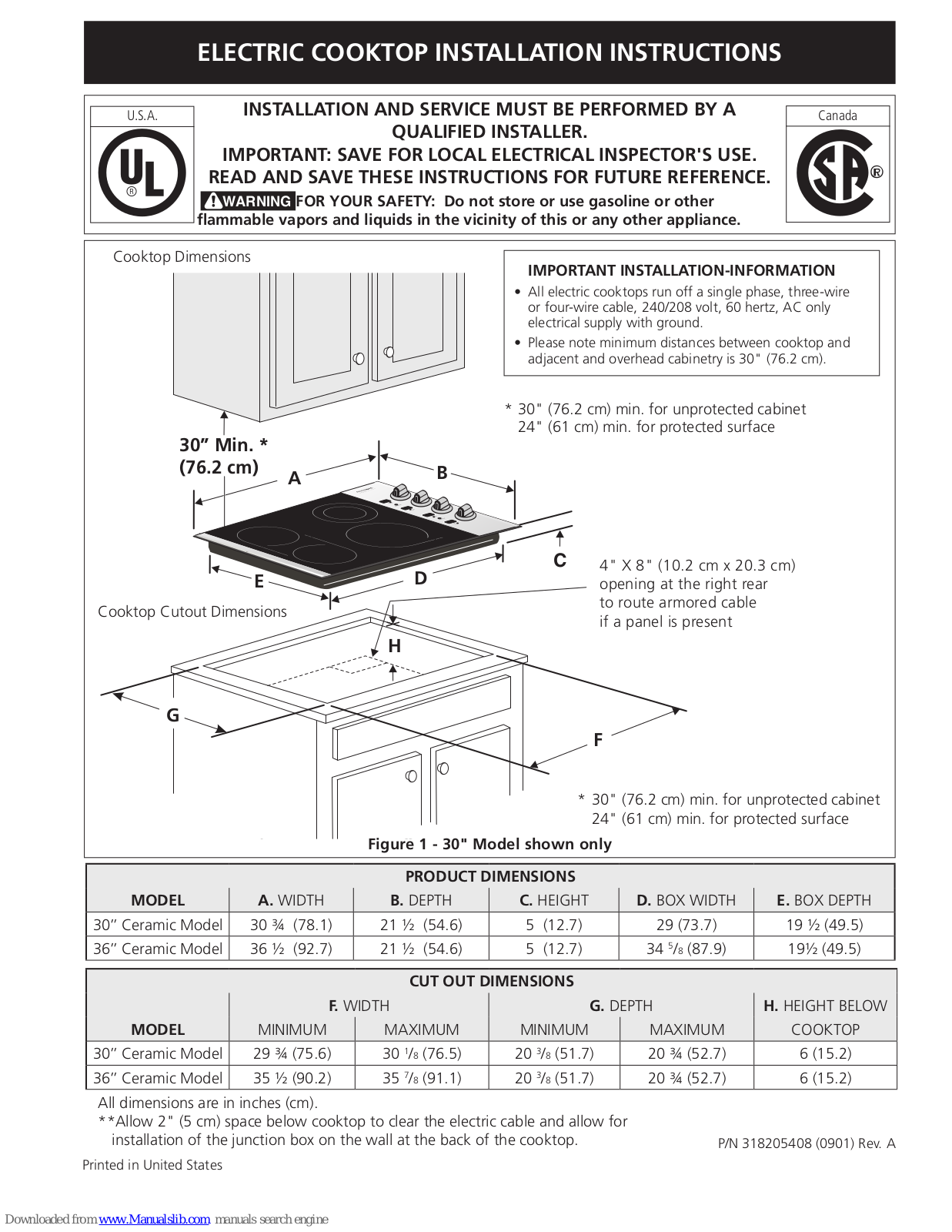 Frigidaire 30, 36 Installation Instructions Manual - ManualMachine.com
