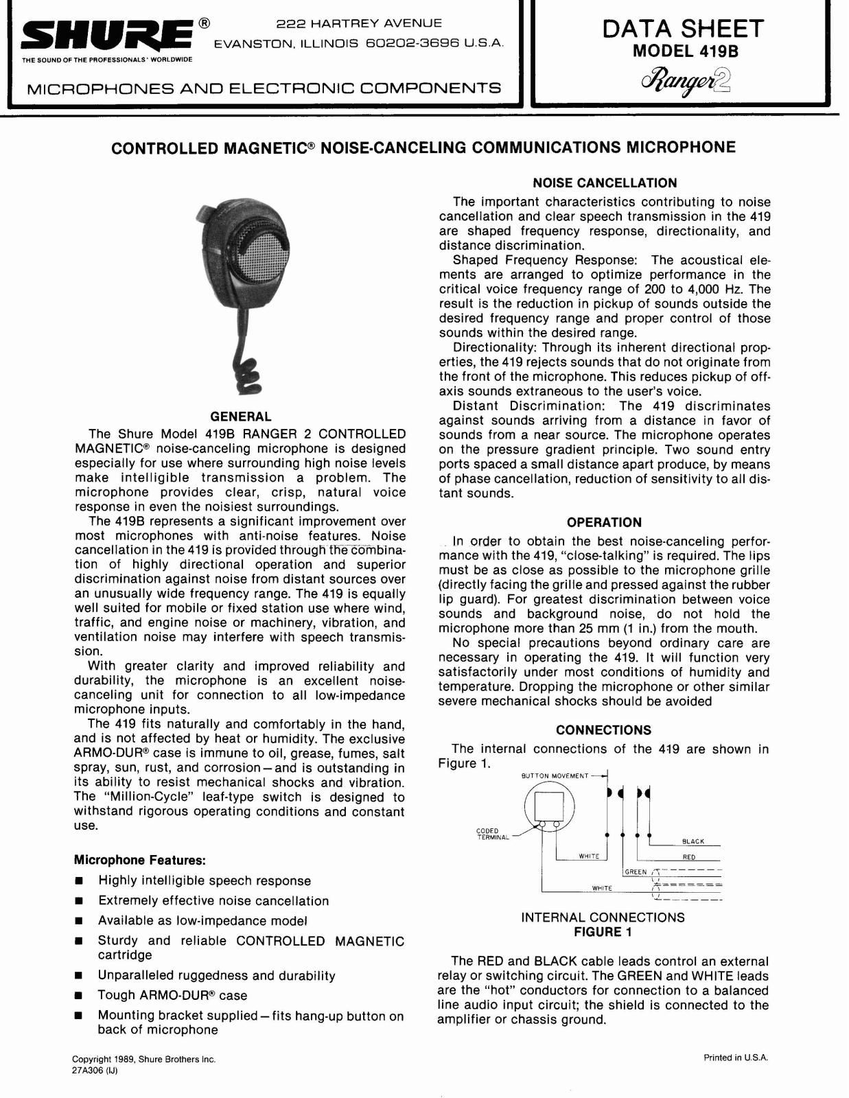 Shure 419B User Guide - ManualMachine.com