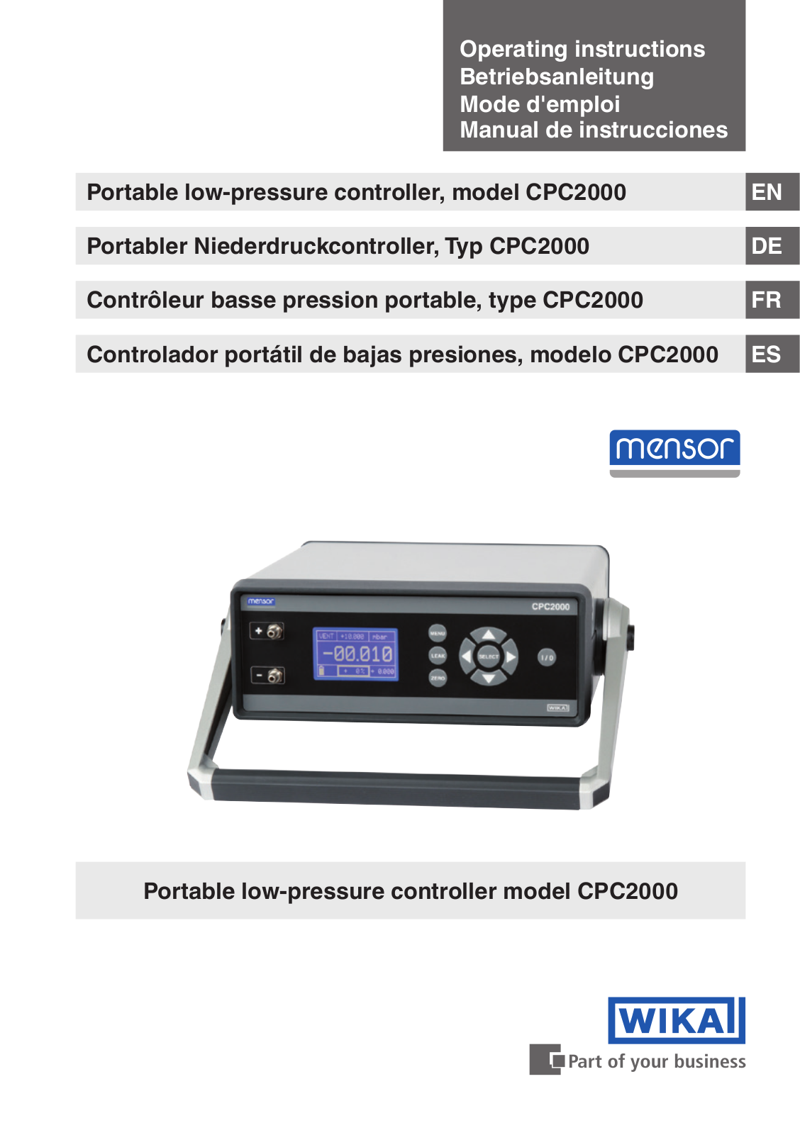 Mensor CPC2000 Operating Manual