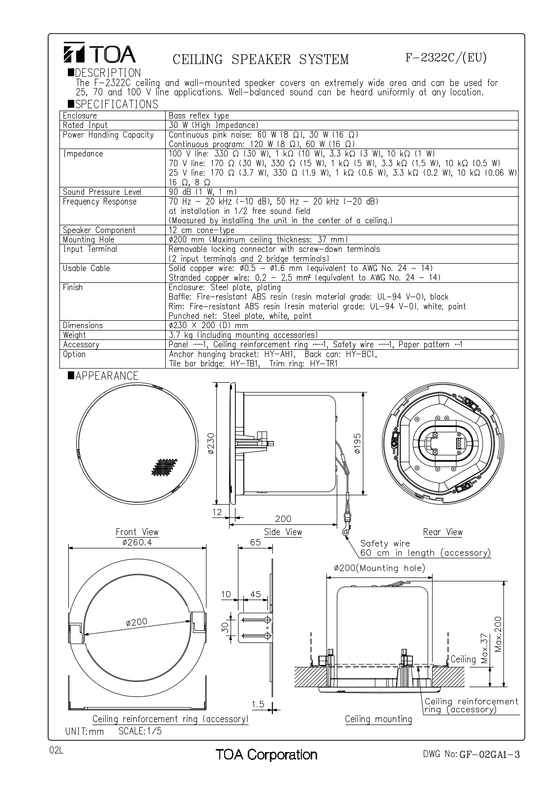 TOA F-2322C User Manual