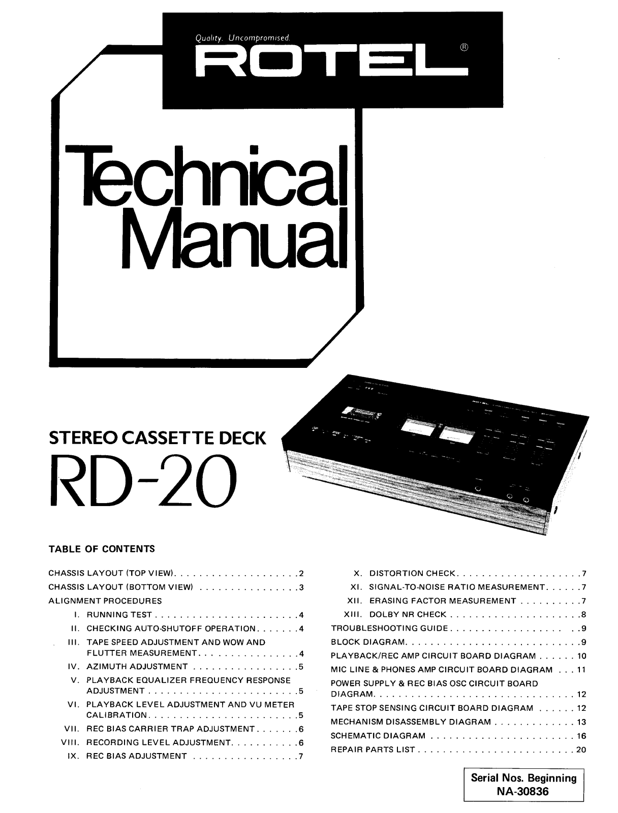 Rotel RD-20 Service manual