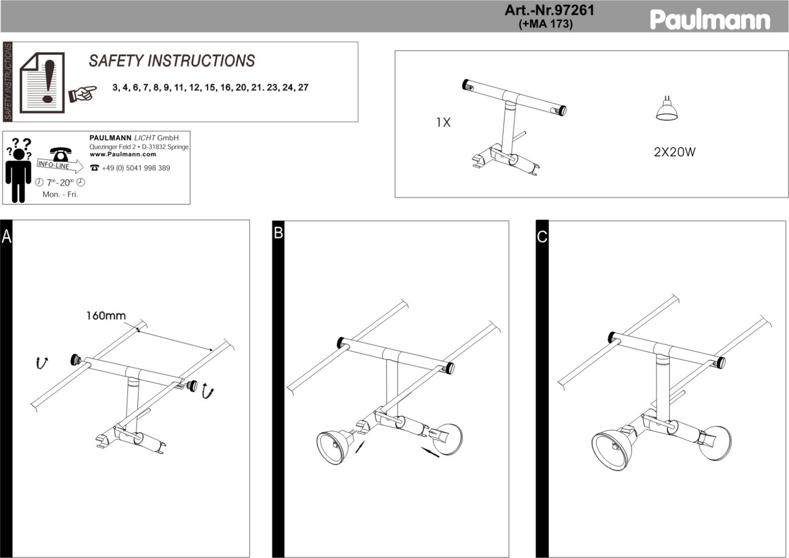 Paulmann 97261 Safety instructions - ManualMachine.com