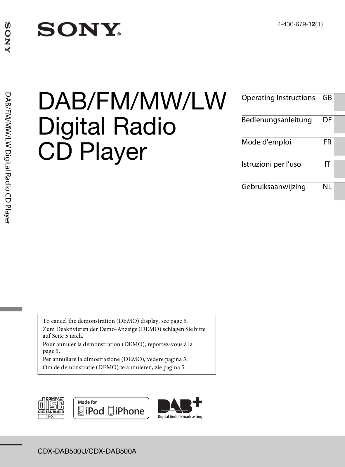 Sony CDX-DAB500U User Manual