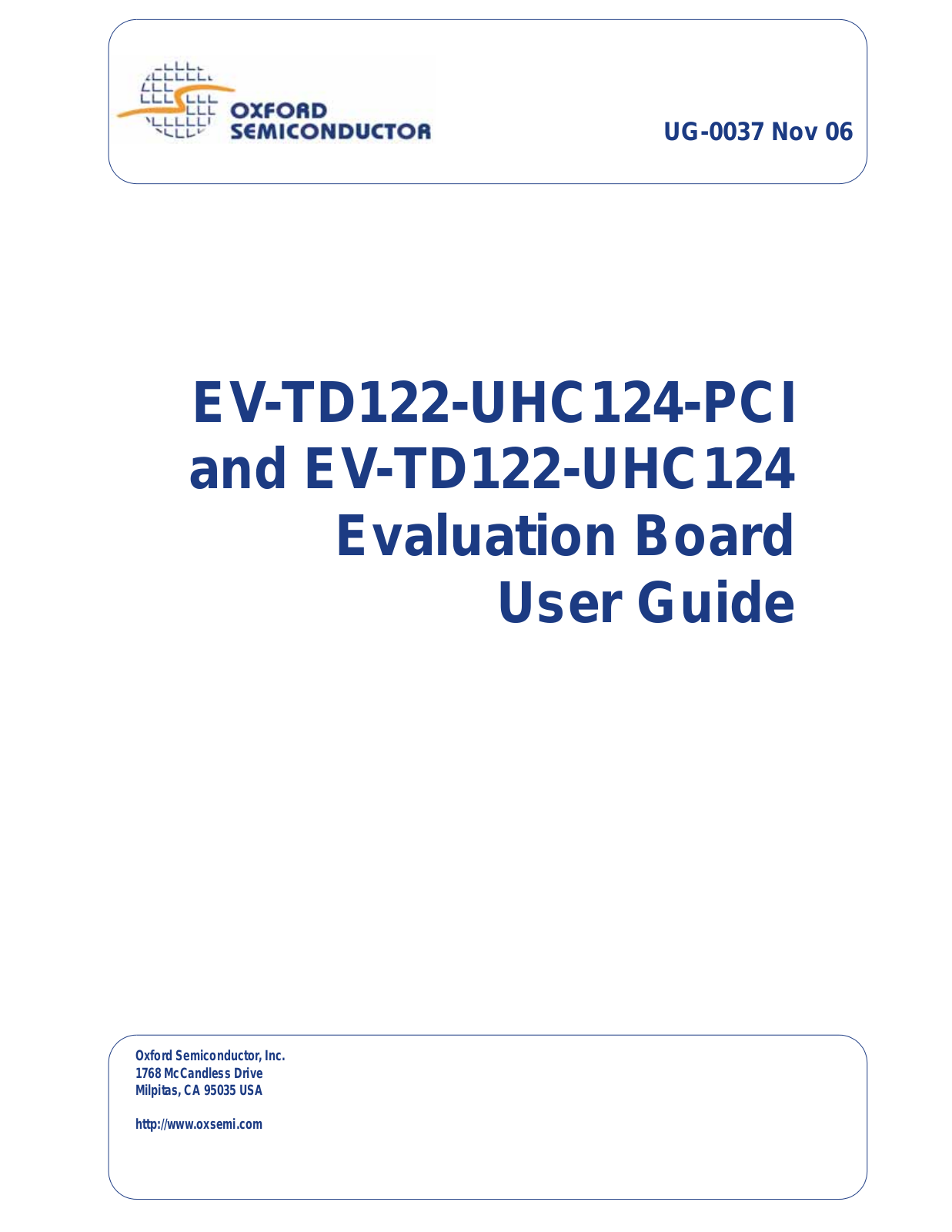 OXFORD EV-TD122-UHC124-PCI, EV-TD122-UHC124 User Guide