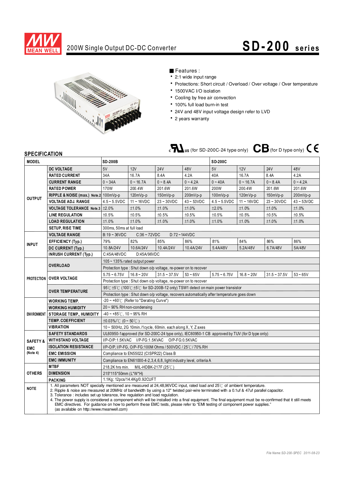 Datasheet SD-200C-12 Specification - ManualMachine.com