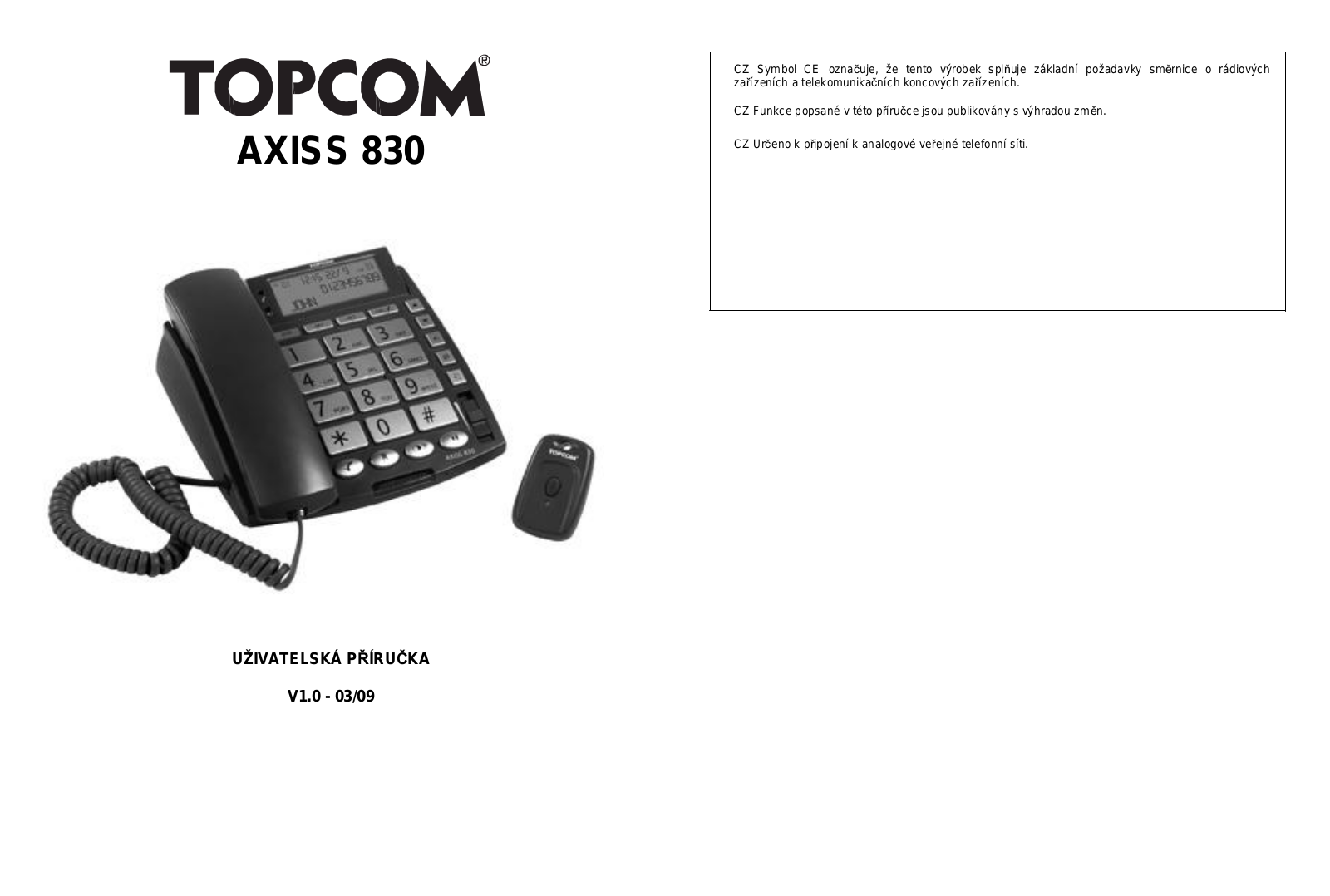 TOPCOM AXISS 830 User Manual