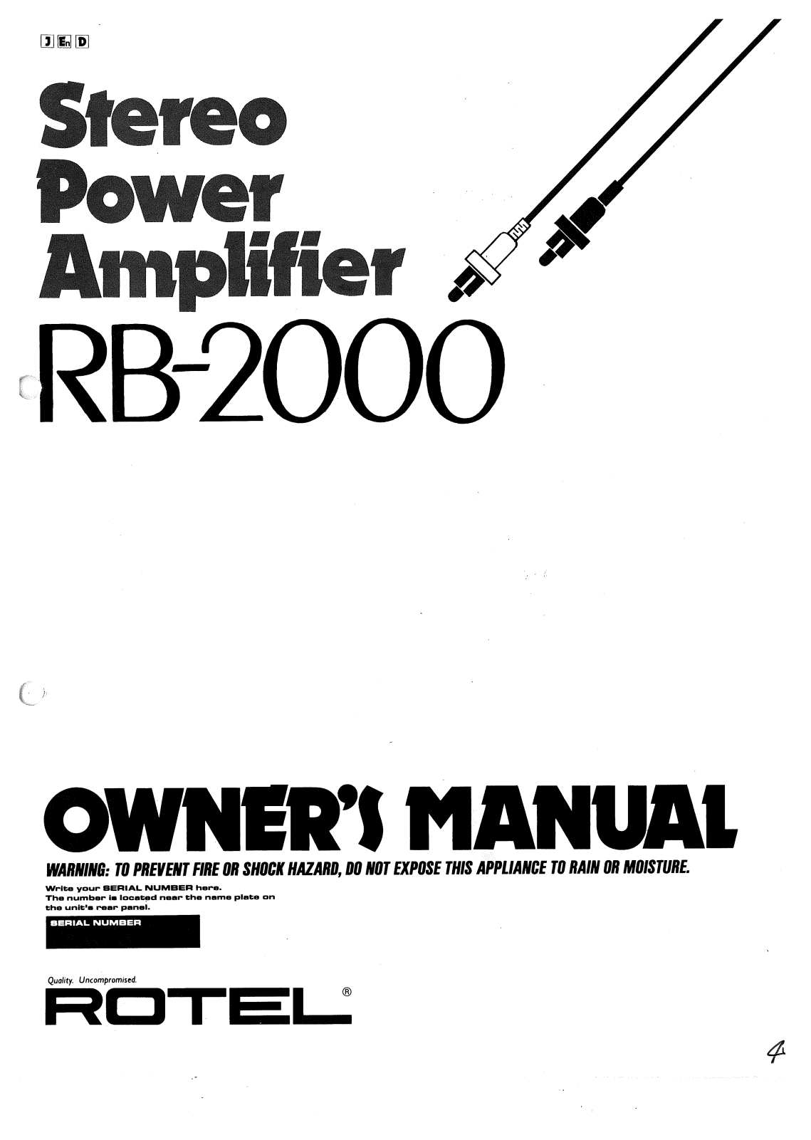 Rotel RB-2000 Owners manual