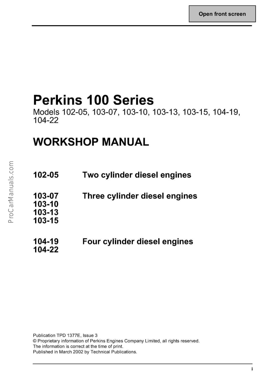 Perkins 100 Engine Workshop Manual - ManualMachine.com