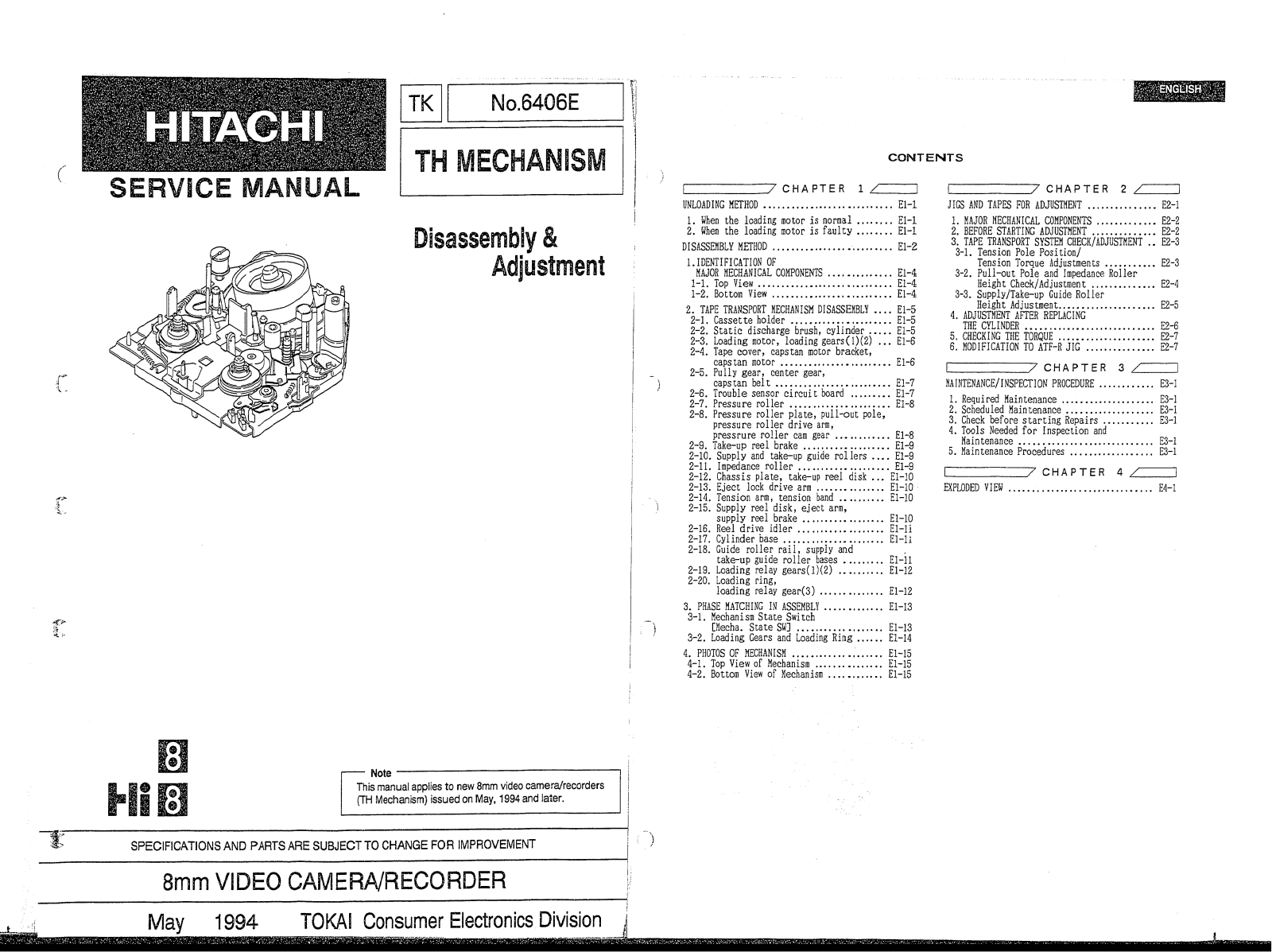 Hitachi TH Service Manual