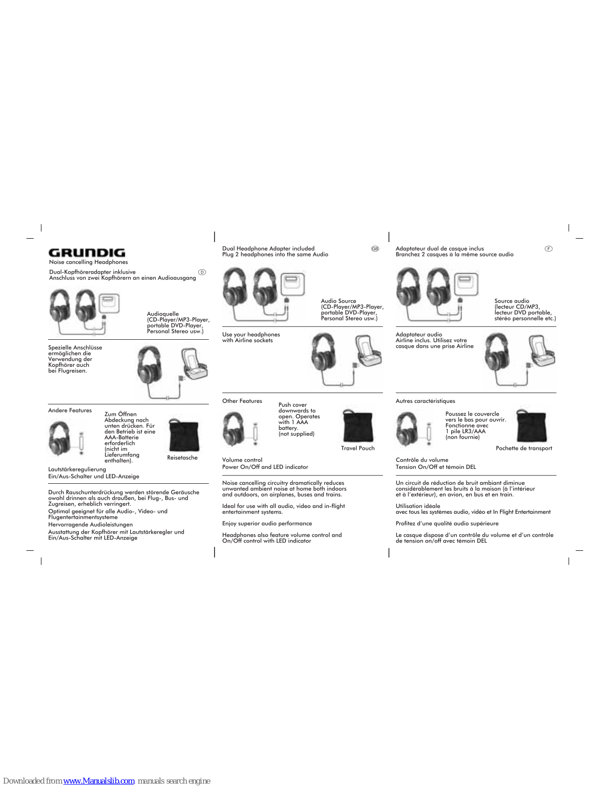 Grundig Noise cancelling Headphones User Manual