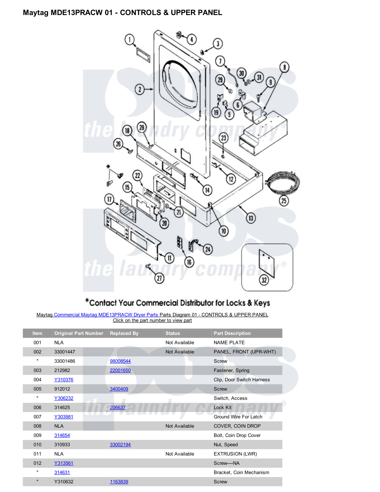 Maytag MDE13PRACW Parts Diagram