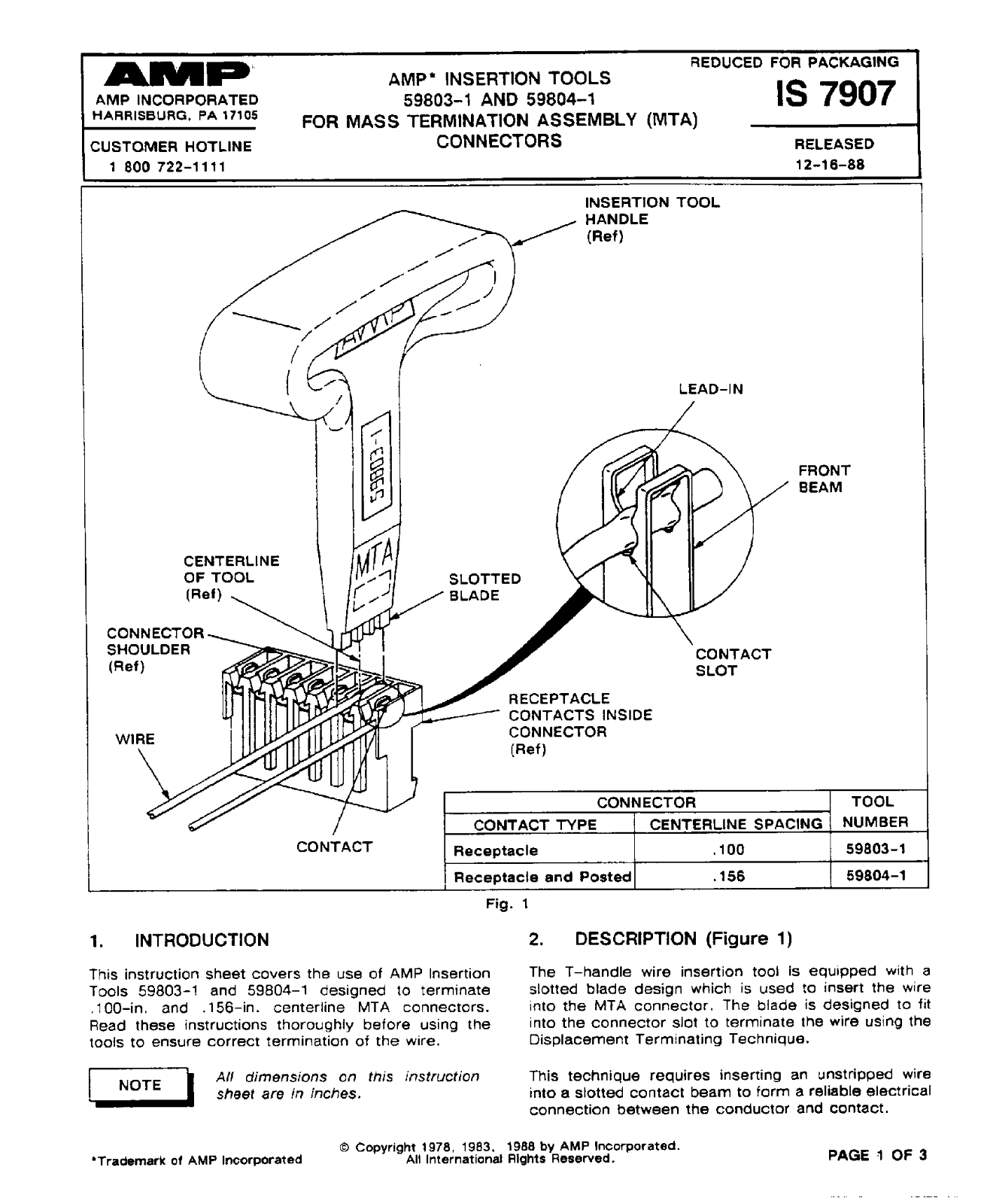 AMP Incorporated 59803-1, 59804-1 Instruction Sheet - ManualMachine.com