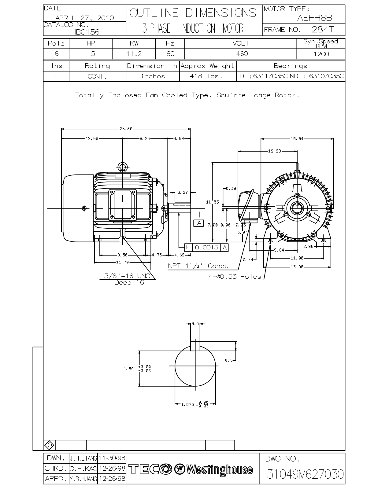 Datasheet HB0156 Reference Drawing (Teco) - ManualMachine.com