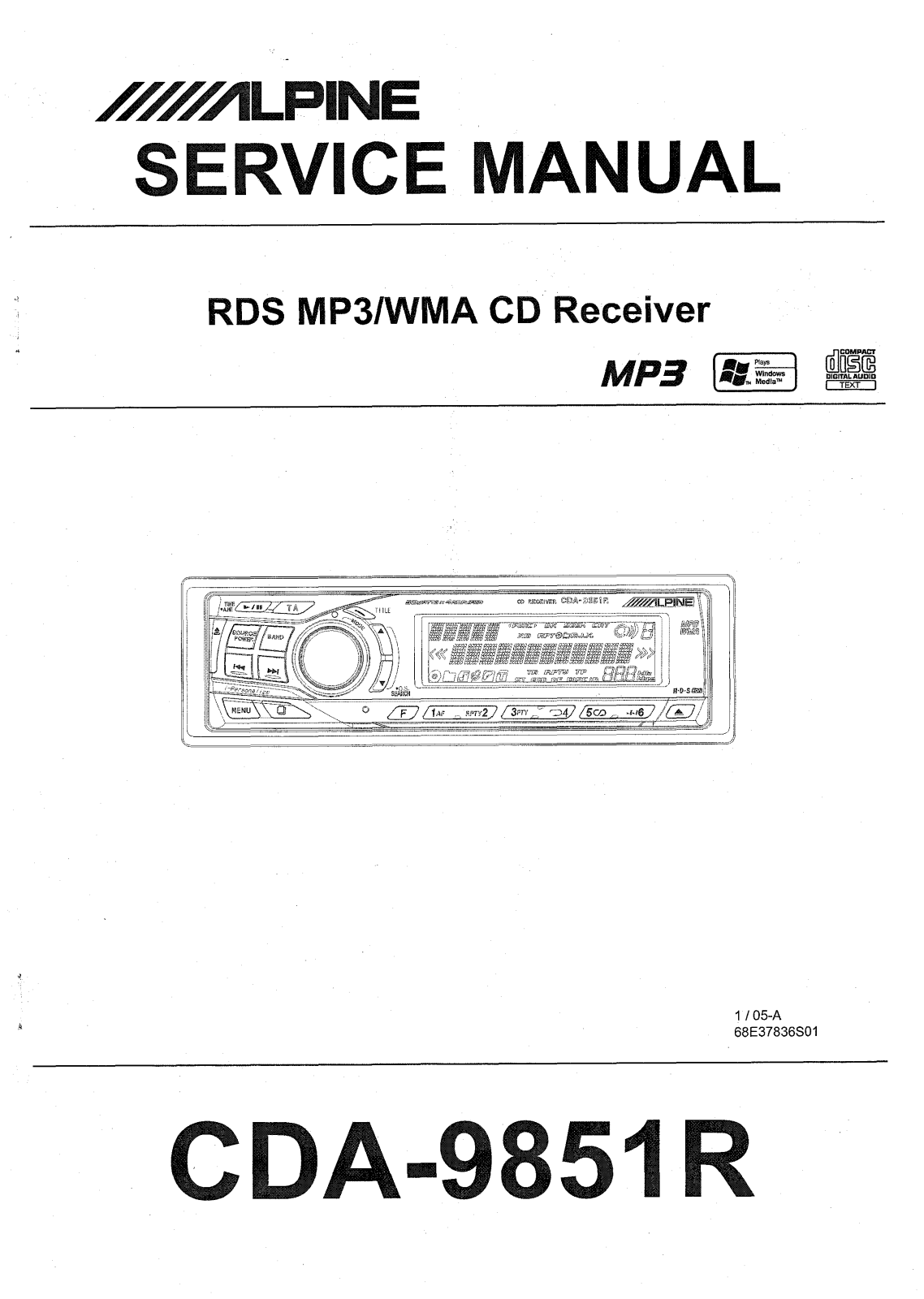 Alpine CDA-9851-R Service manual