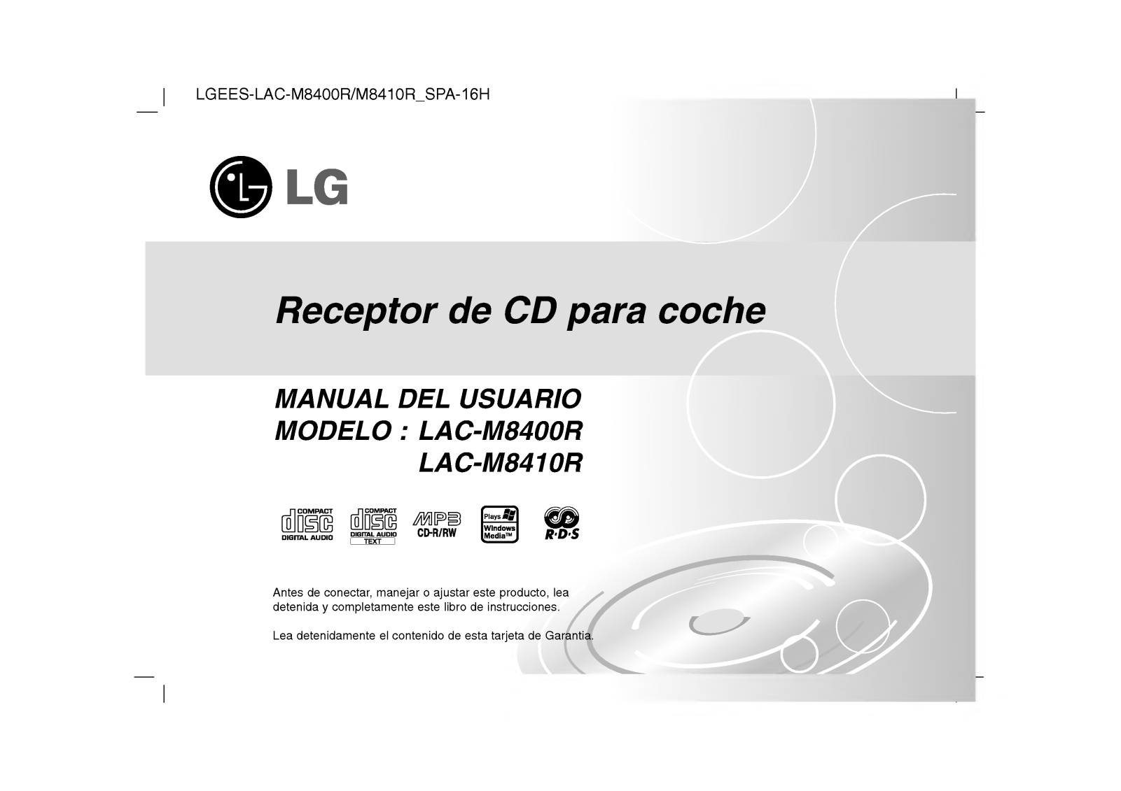 Lg LAC-M8410R, LAC-M8400R User Manual