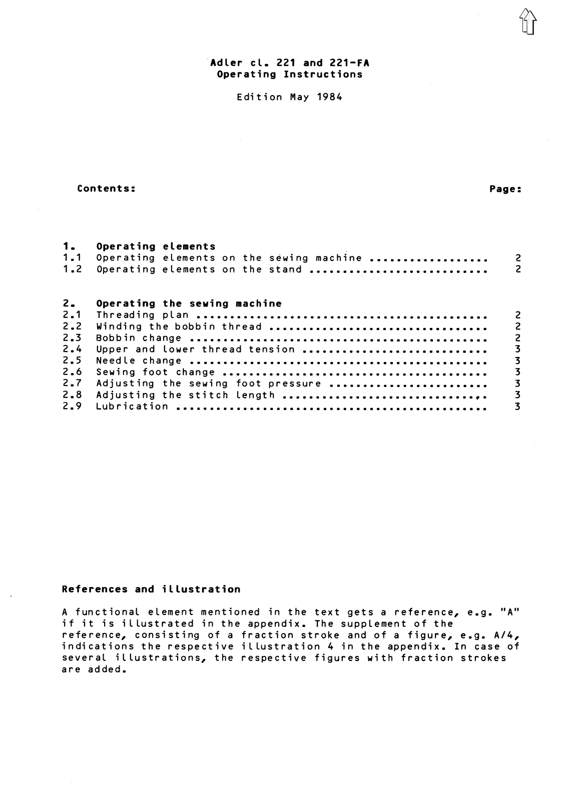 Adler 221 Operating Instruction